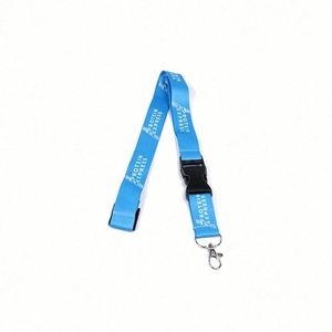 Promotional Solid Blank Plain Colored Exhibition Printed <b>Polyester</b> Holder Strap Keychain - Product Image 1