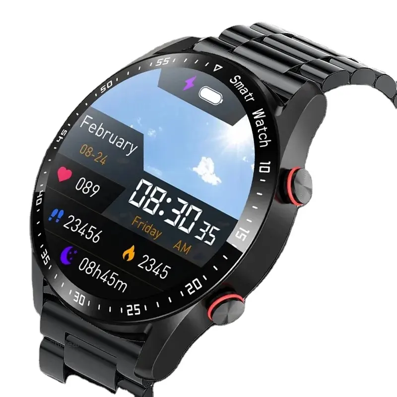 HW20 jam tangan pintar untuk pria, dengan 3 gaya jam tangan permukaan Hiwatch Plus aplikasi pabrik asli panggilan BT mewah