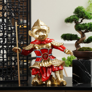 Figura de resina del Rey Mono, estatua artesanal tradicional de color rojo dorado de 6-6,9 pulgadas para sala de estar - Product Image 4