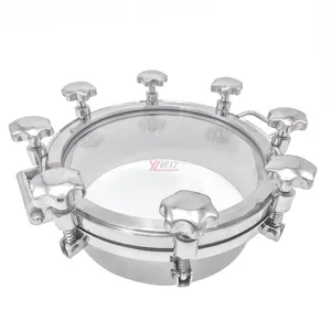 Hygienic food grade SS 304 316L stainless steel Full Sight Glass pressure tanks sanitary outward manhole round manway