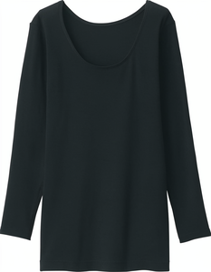 MEGA MAPLE 220g Tejido sin Etiquetas, Disponible para OEM/ODM Camiseta Básica Coreana de Manga Larga con Cuello Redondo y Ajuste Delgado para Mujer - Product Image 1
