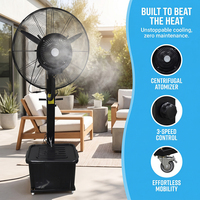 Ventilateur sur pied électrique et mécanique de 26 à 30 pouces avec télécommande, humidificateur à brume d'eau en métal, oscillation énergétique réglable, ventilateur brumisateur pour hôtel