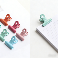 Pince à documents en métal antirouille à tête ronde couleur bonbon, pince à longue queue pour classification de documents de bureau et reliure de factures