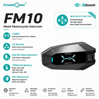 Intercom moto FM10 Mesh pour 24 motards, casque avec fonction relais, portée 1,6 km, réduction du bruit, étanche IP67