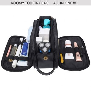 Bolsa de Maquillaje Portátil de Fábrica BSCI, Bolsa de Almacenamiento Multifuncional para Hombre, Bolsa de Aseo Impermeable de PU Retro de Gran Capacidad - Product Image 4