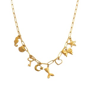 Collar con colgante de concha marina chapado en oro de 18 quilates y acero inoxidable para fiestas, joyería de moda. - Product Image 5