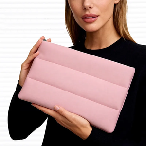 Customer Logo Neoprene <b>Quilted</b> Puffy <b>Makeup</b> Pouch Cosmetic Beauty Skincare Storage Scuba Toilet <b>Bag</b> with Zipper for Women - Product Image 1