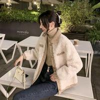 Nouvelle mode : Manteau d'hiver en laine pour femme, chaud et épais, cardigan à boutons, veste décontractée en polaire avec fourrure de laine d'agneau