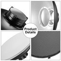 Kit Réflecteur Beauté Métallique KAMPHO 30/42/55cm Blanc/Argent avec Grille Nid d'Abeille et Diffuseur de Lumière Douce