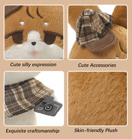 Jouet en peluche certifié ASTM EN71 CPC, lapin détective brun de 21 cm avec chapeau et écharpe à carreaux, jouet en peluche vintage esthétique
