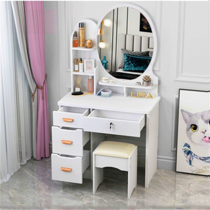 Meuble de chambre à coucher moderne, <span class=keywords><strong>commode</strong></span> <span class=keywords><strong>pas</strong></span> chère, coiffeuse, table de maquillage blanche avec miroir - Product Image 1