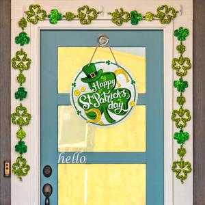Letrero Redondo de Madera para el Día de San Patricio - Decoración con Trébol/Leprechaun para la Entrada del Hogar y Puerta de Jardín - Product Image 2