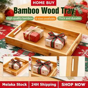 Grand plateau en bambou pour la maison, idéal pour les fruits secs, les tasses à thé et le barbecue. Plateau à thé personnalisable en bambou et en bois - Product Image 6