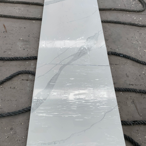 Plans de travail en quartz artificiel avec base blanche et rayures grises, au design moderne, service après-vente inclus - Product Image 1