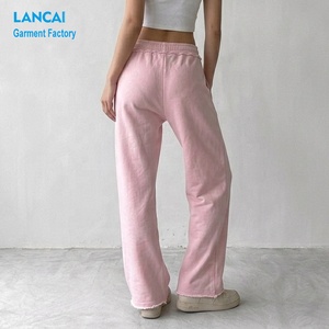 <span class=keywords><strong>Pantaloni</strong></span> da tuta pesanti da donna a gamba larga con bordo grezzo, joggers ampi <span class=keywords><strong>in</strong></span> cotone felpato, <span class=keywords><strong>pantaloni</strong></span> lounge per l'estetica Y2K e lo streetwear - Product Image 2