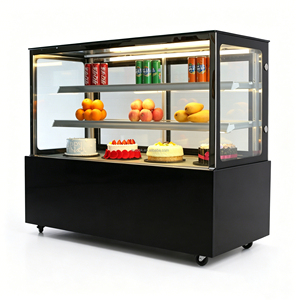 Vitrine Réfrigérée à Double Porte en Marbre et Acier Inoxydable à Angle Droit avec Éclairage LED, Anti-Givre et Étagères Réglables pour <span class=keywords><strong>Boulangerie</strong></span> - Product Image 2