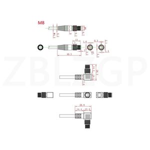 Câble de raccordement ZBLZGP M8 4 broches femelle 8M 24AWG blindé PVC IP67 pour capteur et actionneur Keyence Siemens Omron IFM - Product Image 3