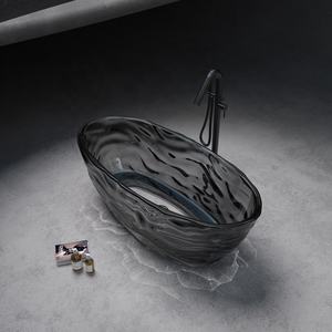 <span class=keywords><strong>Baignoire</strong></span> ovale à motif ondulé, indépendante et intégrée, pour hôtel, maison d'hôtes, en résine colorée, transparente, en cristal - Product Image 2