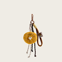 Porte-clés en peluche douce perlée, motif alimentaire de dessin animé, avec cordon tressé, accessoire de sac tête d'animal en peluche mignon, porte-clés tendance