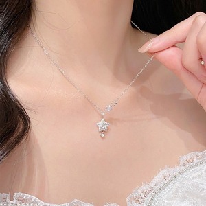 Collana JOYE S999 in Argento Puro con Stella di Diamanti Scintillante, Catena di Bambù Elegante e Alla Moda per Donne - Product Image 3