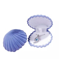 Boîte à pendentif en velours de marque HT Premium, modèle JB202210201633, forme de coquillage, emballage de bijoux rectangulaire, taille personnalisée