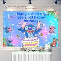 Personnalisation d'affiche d'anniversaire Lilo & Stitch, toile de fond sur le thème de Stitch, décoration suspendue, panneau photo en KT, impression numérique moderne pour fêtes