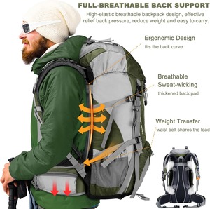 <span class=keywords><strong>Sac</strong></span> à <span class=keywords><strong>dos</strong></span> léger camping randonnée hommes femmes <span class=keywords><strong>sac</strong></span> à <span class=keywords><strong>dos</strong></span> de voyage étanche 50l avec housse de pluie - Product Image 3