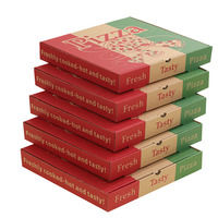Individuell Bedruckte 9 11 13 Zoll Wellpappe Kraftpapier Pizza-Verpackungsbox 4-Farben CMYK-Verfahren Kundenspezifische Farbe