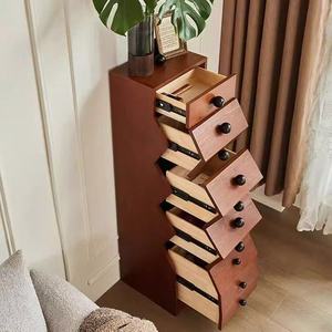 Curved Eco-Friendly Space Saving Storage Cabinet Oak Ash Wood Veneer Mid-century Pre-assembled Tall <b>Drawer</b> Classical - Product Image 3