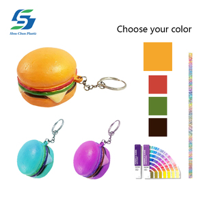 Groothandel Custom Hamburger Sleutelhanger Stress Bal Pu Foam Squeeze Speelgoed Gedrukt Logo Angst Relief Relatiegeschenk - Product Image 3