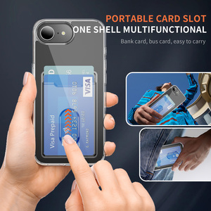 Étui de téléphone transparent avec fentes pour cartes pour <span class=keywords><strong>Apple</strong></span> <span class=keywords><strong>iPhone</strong></span> 16E 15 14 Plus 13 <span class=keywords><strong>12</strong></span> 11 Pro Max 7 8 – <span class=keywords><strong>Coque</strong></span> portefeuille simple et claire - Product Image 3