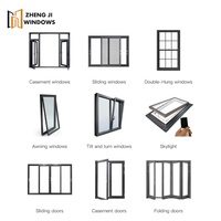 Ventanas de Aluminio con Rotura de Puente Térmico Hechas a Medida, con Vidrio de Doble Acristalamiento, Insonorizadas, con Patrón de Rejilla, para Exteriores de Casas y Villas