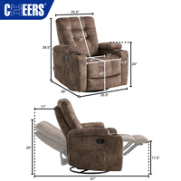 MANWAH CHEERS Chaise inclinable moderne et réglable Mobilier de salon Fauteuil inclinable personnalisé en tissu marron