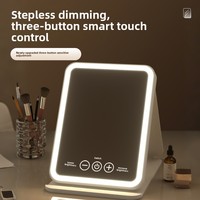 Miroir de maquillage compact portable de bureau avec lumières LED, pliable, cadre en plastique, pour la maison et les voyages, pour les besoins de beauté