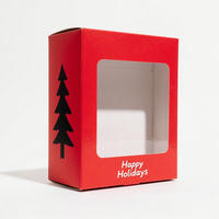 Taille et impression de conception personnalisée Boîte d'emballage cadeau de Noël pliable et facile à assembler avec fenêtre transparente