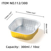 Moules à gâteau carrés en aluminium 10oz (4.41"*4.41") 320ml, mini contenants alimentaires jetables avec couvercle PET, pour pouding et cuisson