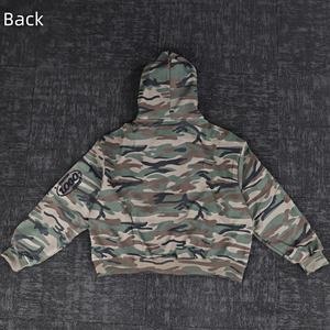 Sudadera con Capucha Personalizada para Hombre, con Estampado de Camuflaje, Logotipo Impreso de Alta Calidad, Sudadera con Capucha con Cierre y Estilo Desgastado para Hombre, Fabricante - Product Image 3