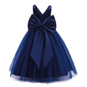 Stile europeo Hepburn ragazza abiti da sposa bambino principessa abito di compleanno per 12Y con scollo a V abiti da ragazza grande con fiocco - Product Image 5