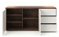 Modernes Sideboard mit Abgerundeten Kanten, 2 Türen & 3 Schubladen, Anpassbare Esszimmer-Aufbewahrungsmöbel