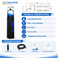 Capteur numérique multiparamètres de qualité de l'eau en ligne IMP-302Clean, autonettoyant, RS485 Modbus, DO, pH, EC, ORP, Turbidité