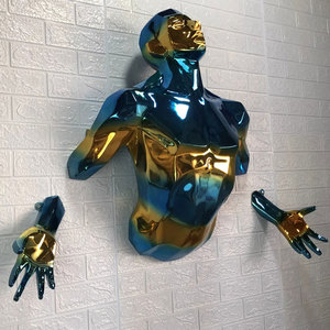Escultura Moderna de Busto Masculino en Resina 3D, Color Verde Cromo, para Decoración de Paredes Interiores de Hogar o <span class=keywords><strong>Restaurante</strong></span> - Product Image 5