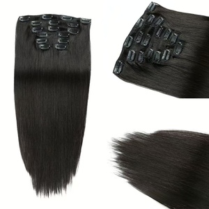 Extensiones de Cabello Natural Virgen Remy Brasileño Negro Rubio 1b, Doble PU, <span class=keywords><strong>22</strong></span> <span class=keywords><strong>Pulgadas</strong></span>, Sin Costuras, con Clip, 100% Cabello Humano - Product Image 1