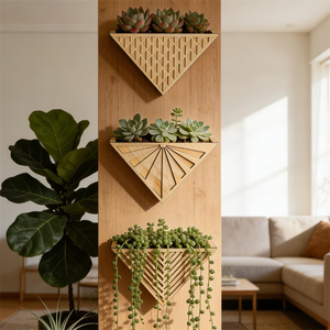 Jardinières murales triangulaires en bois style ferme pour la décoration de la maison et du bureau - Product Image 4
