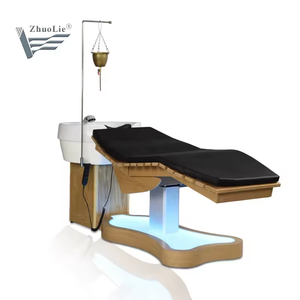 Kleurrijke LED moderne salon wasbak met keramische bak en PU lederen ligplaats voor het wassen van haar - Product Image 5