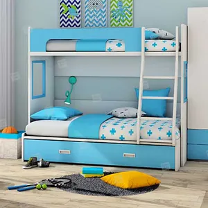 Tomy niki高品质批发PB/HDF现代儿童卧室家具儿童双层床带储物抽屉