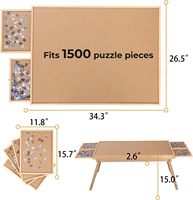 Holz-Puzzletisch, tragbarer Puzzletisch mit Schubladen, neigbares Puzzlebrett, klappbarer Puzzletisch