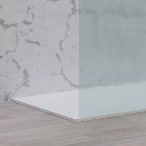 Kamalu Cabine de douche à l'italienne moderne KW-100BFL 140 avec profil noir Plateau rectangulaire en verre cannelé de 8mm Aspect droit - Product Image 4