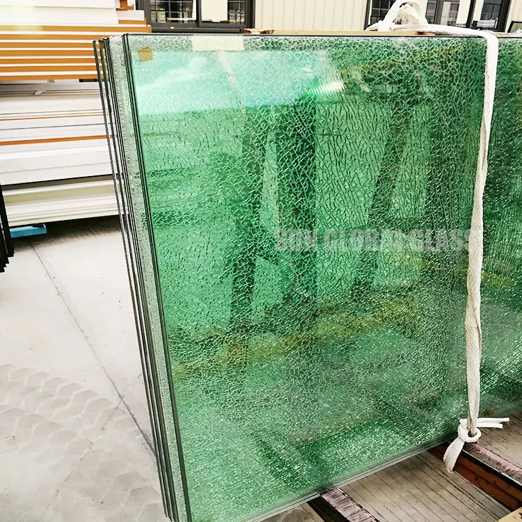 Высокое качество декоративное прозрачное ледяное треснутое ламинированное защитное стекло vsg