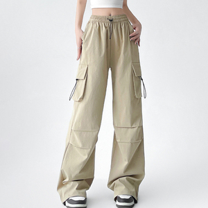 Pantalones Cargo de Pierna Ancha para Mujer, Cintura Alta, Transpirables, Sueltos, Diseño Retro Informal para Senderismo, Trabajo, Estilo Bolsa de Papel - Product Image 4