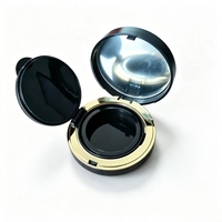 Étui compact cosmétique noir mat durable fait main avec coussin d'air, miroir et récipient intérieur amovible pour BB crème, soins de la peau et outils de maquillage